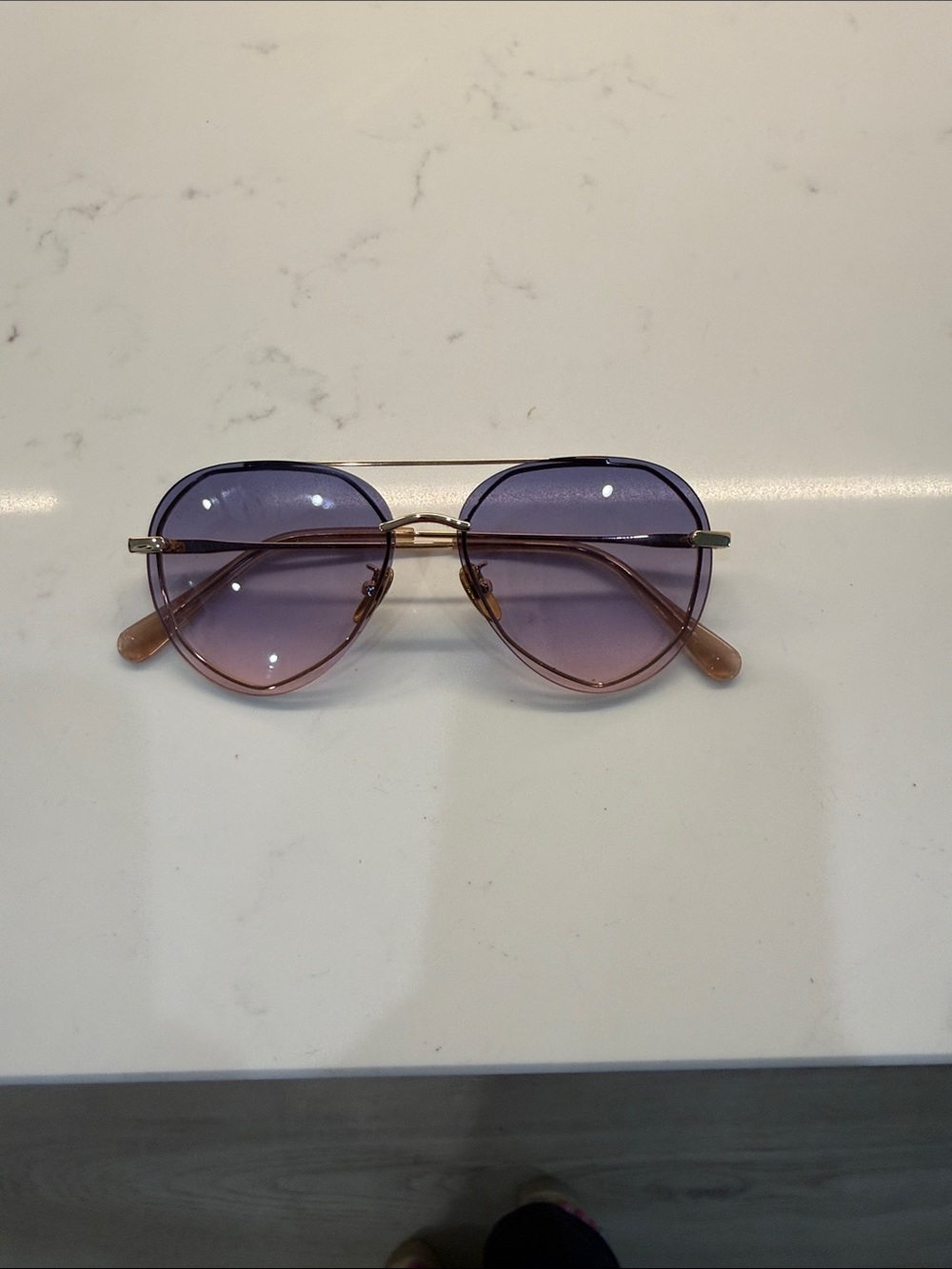Diff Eyewear Gold Frame Sunglasses with Purple Gradient Lenses